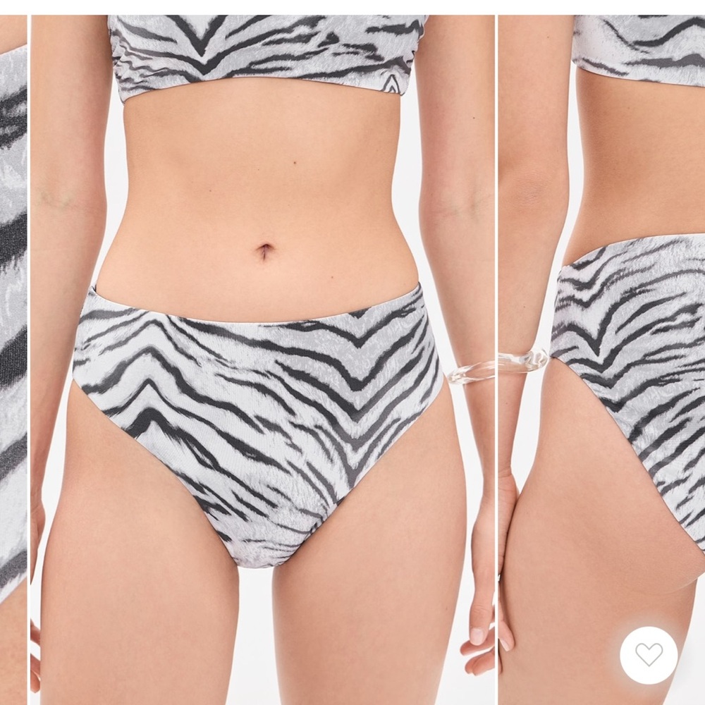 NWT Good American White & Black Tiger High-Rise Bikini Bottoms